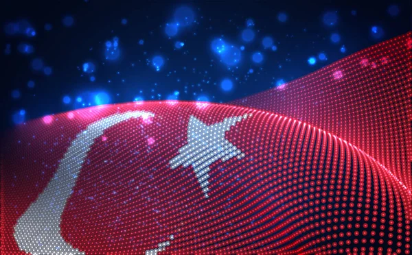 Вектор Ярко Светящийся Флаг Страны Абстрактных Точек Турция — стоковый вектор