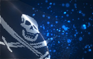 Soyut noktalardan oluşan parlak ülke bayrağını taşıyın. korsan kafatası