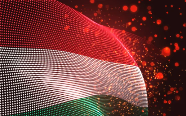 Vektor Hell Leuchtende Länderflagge Aus Abstrakten Punkten Ungarn — Stockvektor