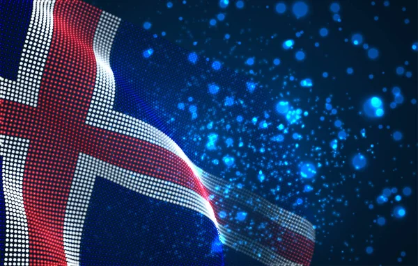 Vector Brillante Bandera País Brillante Puntos Abstractos Islandia — Vector de stock