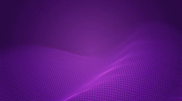 曲線と波のある抽象的なベクトル3D背景 — ストックベクタ
