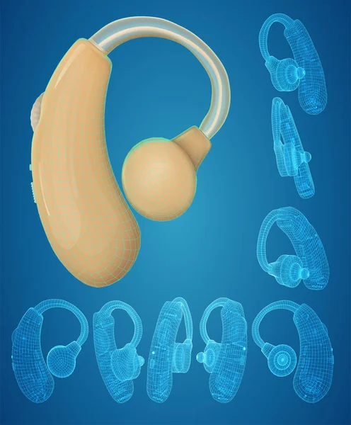 Vektor Hörgerät Hörrestauration Gehörlosenbetreuung — Stockvektor
