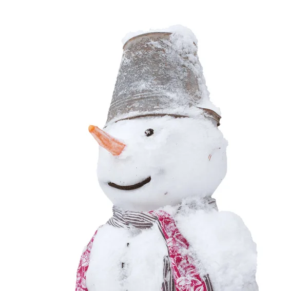 Portrait Snowman White Background — Stock Photo, Image