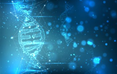 Vektör. İnsan DNA 'sının bir parçası. 3d üçgen soyut biçim.