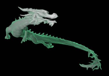 Çin Yeni Yılı 'nın sembolü. Uzun uçan ejderha uçurtması. 3d vektör illüstrasyonu