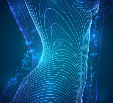 vektör kadın vücudu çizgiler, noktalar, ışıltı şeklinde