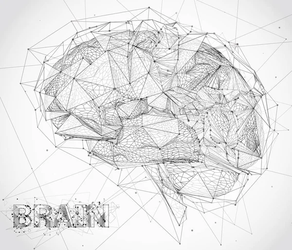 Cyber Cerveau Vectoriel Tridimensionnel Méga Traitement Données Réseau Neuronal Conception — Image vectorielle