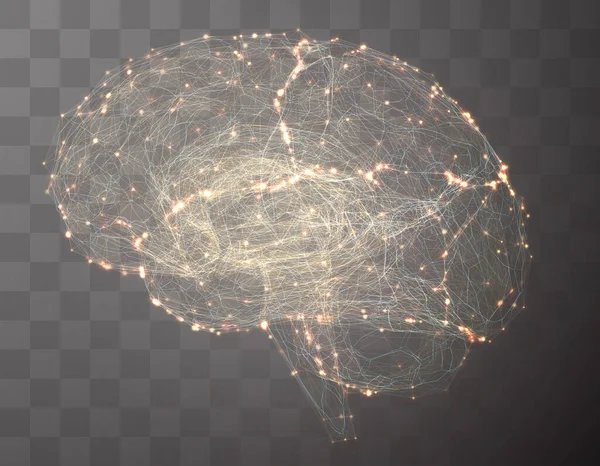 Ilustración Vectorial Cerebro Tridimensional Sobre Fondo Oscuro — Archivo Imágenes Vectoriales