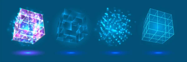 Cristal Vectoriel Puissance Énergie Des Éléments Bleu Violet Néon — Image vectorielle