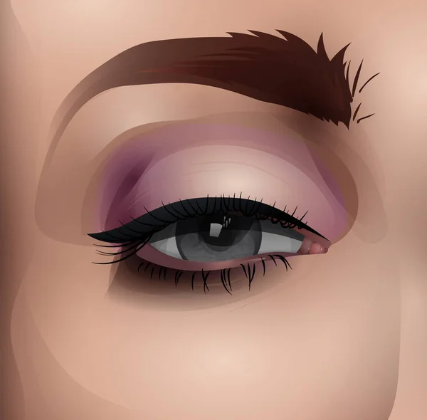 Vektor Kvinnligt Öga Med Makeup Realistisk Mode Illustration — Stock vektor