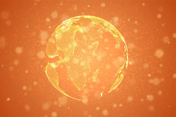 Vectorplaneet Aarde Van Stippen Een Oranje Achtergrond — Stockvector