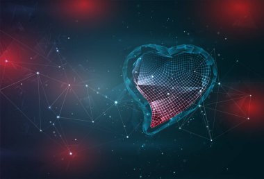 Aşkın sembolü soyut gri arkaplanda kırmızı parıltılarla