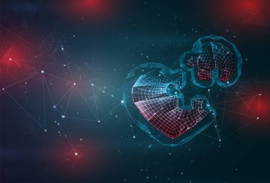 Aşkın sembolü soyut gri arkaplanda kırmızı parıltılarla