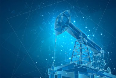 Petrol kuyusu. Vektör 3 boyutlu nesne. Mineral madenciliği. Parçacıkların soyut patlaması.