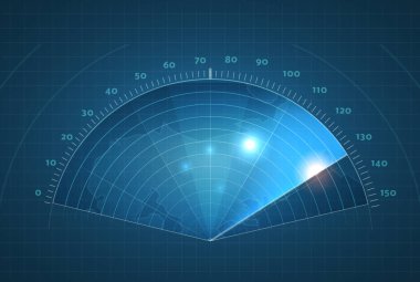 Radar uzayı tarıyor. vektör güvenlik ve arama kavramı