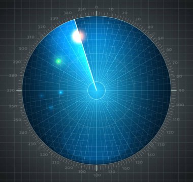 Radar uzayı tarıyor. vektör güvenlik ve arama kavramı