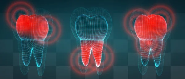 Ensemble Vectoriel Dents Sur Fond Sombre Maux Dents — Image vectorielle