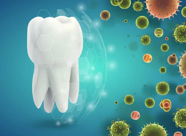 Protección Los Dientes Contra Caries Las Enfermedades Plantilla Vector — Archivo Imágenes Vectoriales