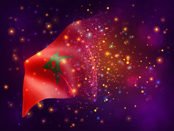 Μαρόκο Διάνυσμα Σημαία Ροζ Μωβ Φόντο Φωτισμό Και Φωτοβολίδες — Διανυσματικό Αρχείο