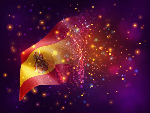 España Vector Bandera Sobre Fondo Rosa Púrpura Con Iluminación Bengalas — Vector de stock