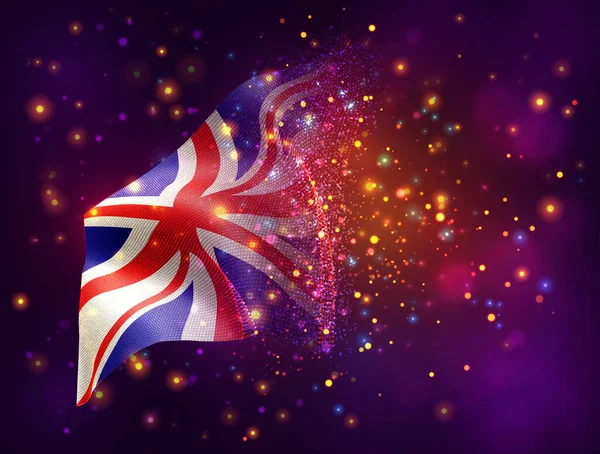 Anglie Vektor Vlajka Růžové Fialové Pozadí Osvětlením Světlicemi — Stockový vektor