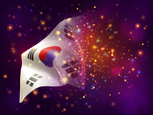 Korea Vektor Zászló Rózsaszín Lila Háttér Világítás Fáklyák — Stock Vector
