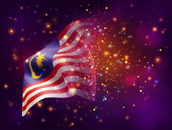 Malaysia Bendera Vektor Latar Belakang Ungu Merah Muda Dengan Pencahayaan - Stok Vektor