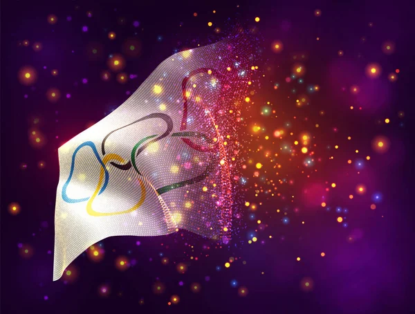 Olympijské Hry Vektor Vlajka Růžové Fialové Pozadí Osvětlením Světlice — Stockový vektor