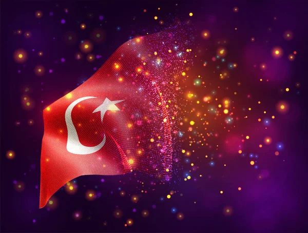 Turkey Vector Flag Pink Purple Background Lighting Flares — Stock Vector