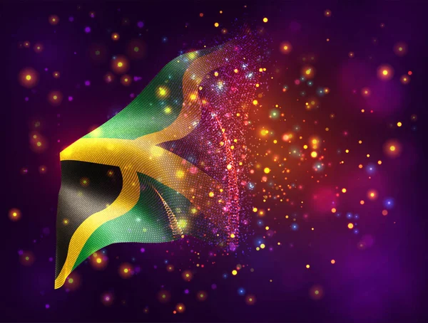 Jamaica Vector Bandera Sobre Fondo Rosa Púrpura Con Iluminación Bengalas — Vector de stock