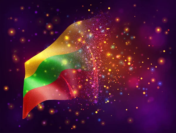 Λιθουανία Διάνυσμα Σημαία Ροζ Μωβ Φόντο Φωτισμό Και Φωτοβολίδες — Διανυσματικό Αρχείο