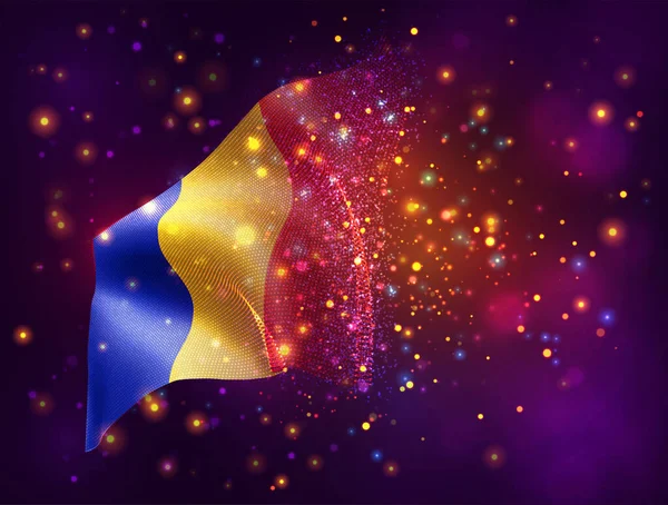 Ρουμανία Διάνυσμα Σημαία Ροζ Μωβ Φόντο Φωτισμό Και Φωτοβολίδες — Διανυσματικό Αρχείο