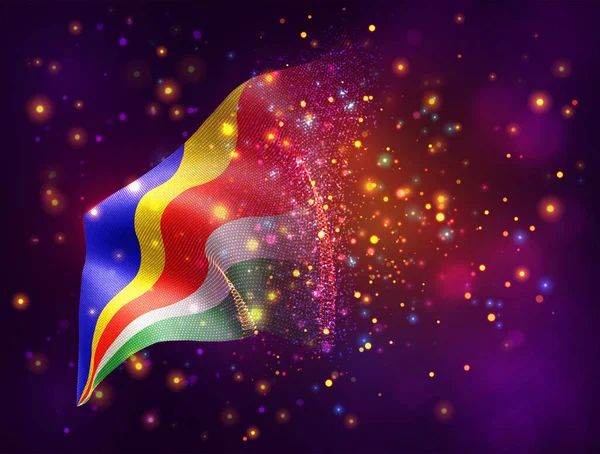 Seychelles Vetor Bandeira Fundo Roxo Rosa Com Iluminação Flares —  Vetores de Stock