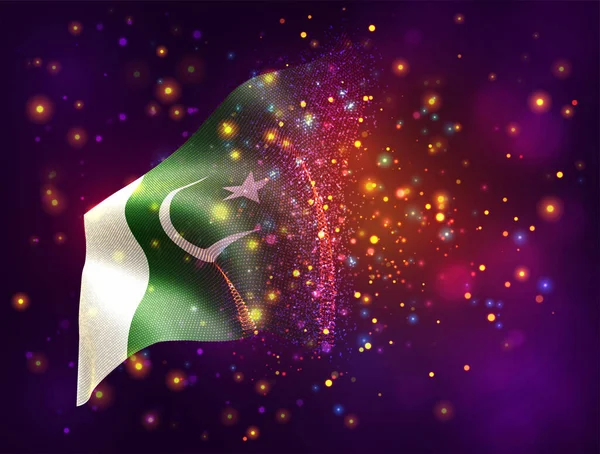 Pakistan Pembe Arka Planda Işık Fişeklerle Vektör Bayrağı — Stok Vektör