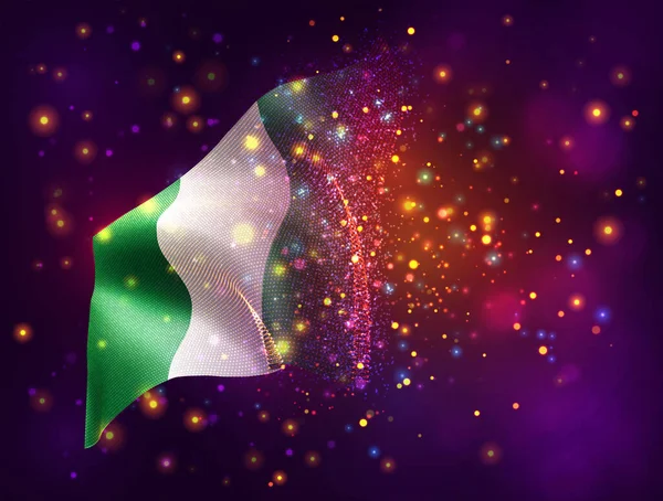 Nigéria Vetor Bandeira Fundo Roxo Rosa Com Iluminação Flares —  Vetores de Stock