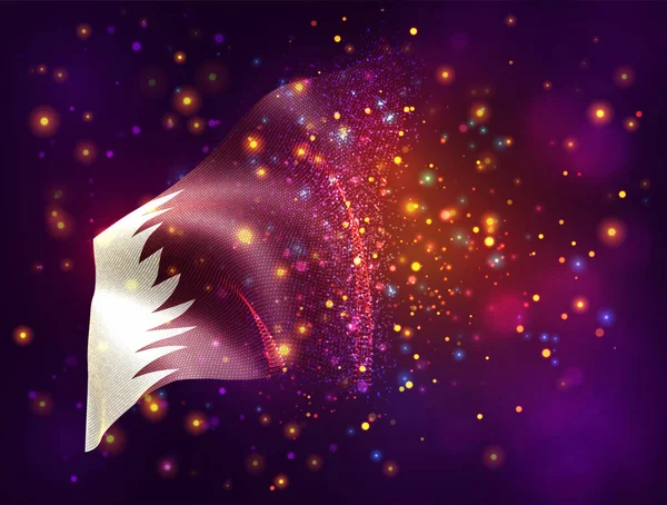 Qatar Vetor Bandeira Fundo Roxo Rosa Com Iluminação Flares —  Vetores de Stock