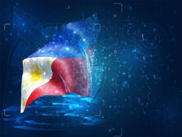 Filipinas Vector Bandera Sobre Fondo Azul Con Interfaces Hud — Vector de stock