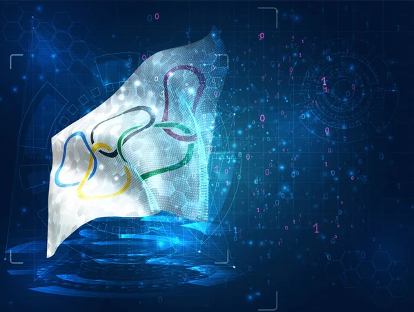 Вектор Олимпийских Игр Флаг Синем Фоне Огромными Интерфейсами — стоковый вектор