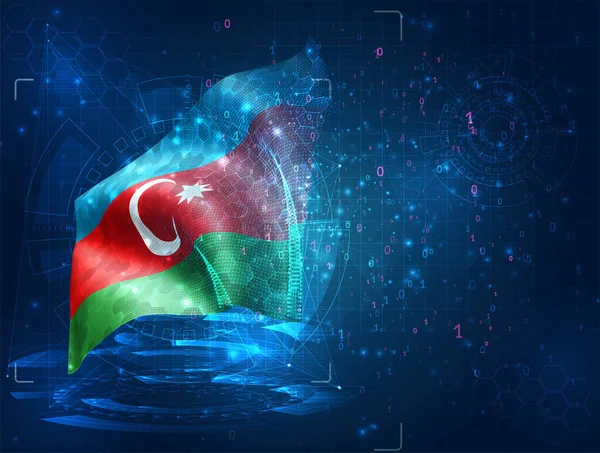 Αζερμπαϊτζάν Διάνυσμα Σημαία Μπλε Φόντο Διεπαφές Hud — Διανυσματικό Αρχείο