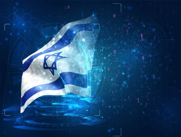 Israel Vetor Bandeira Fundo Azul Com Interfaces Hud — Vetor de Stock