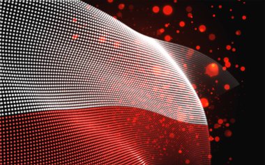 Vector bright glowing country flag of abstract dots. Poland clipart