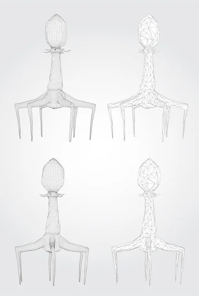 Modell Eines Bakteriophagen Eines Künstlichen Mikroorganismus Zur Behandlung Tödlicher Krankheiten — Stockvektor