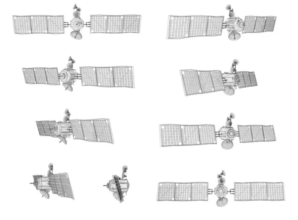 Vektor Umělé Země Satelit Internet Budoucnosti Polygonů Linek — Stockový vektor