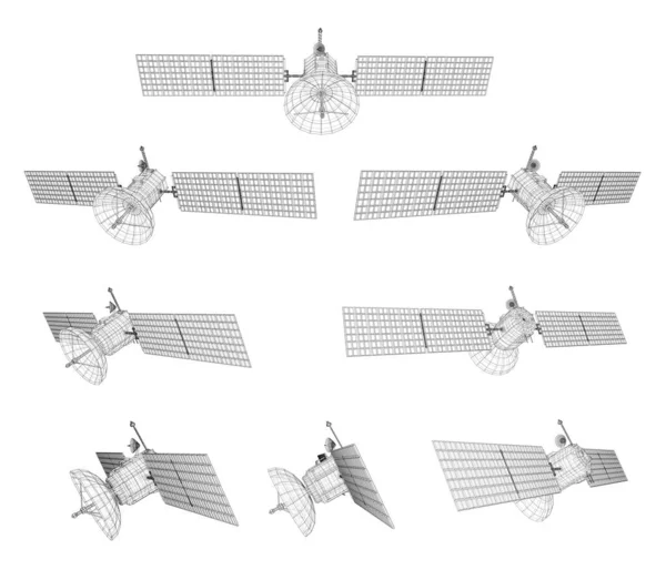 Vector Artificial Tierra Satélite Internet Del Futuro Polígonos Líneas — Vector de stock