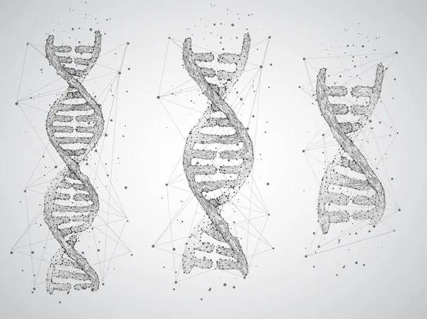 Renkli Arkaplandaki Çokgen Noktalardan Oluşan Vektör Dna Sarmalı — Stok Vektör