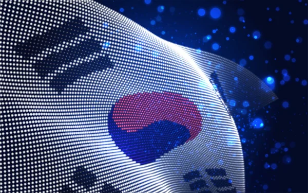 Vector Brillante Bandera País Brillante Puntos Abstractos Corea Del Sur — Vector de stock