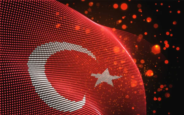 Soyut Noktalardan Oluşan Parlak Ülke Bayrağını Taşıyın Türkiye — Stok Vektör