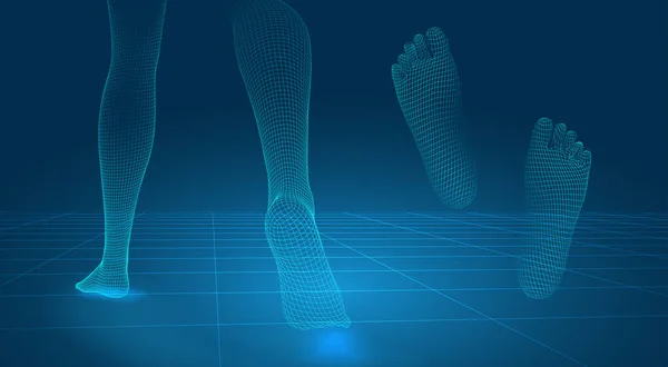 Διάνυσμα Γυναικεία Πόδια Που Αυτοπεποίθηση Βήμα Απομονώνονται Μπλε Φόντο — Διανυσματικό Αρχείο