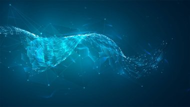 Altıgenli soyut vektör arkaplanı. Sanal dünyanın manzarası. 3B tasarım