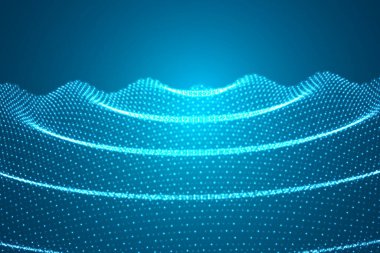 Vektör 3 boyutlu arka plan. Puan dalgası. Geometrik dans